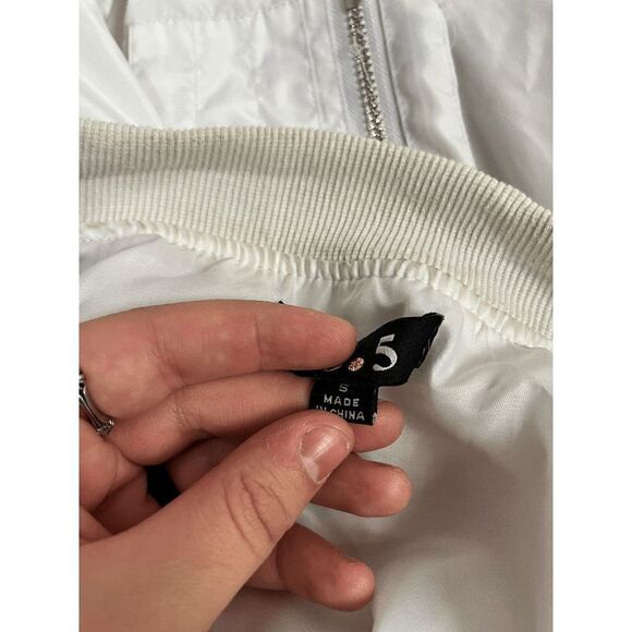 36.5 Womens Full zip up Bomber Long Sleeve Preppy Casual Jacket White Size Small - Picture 2 of 8